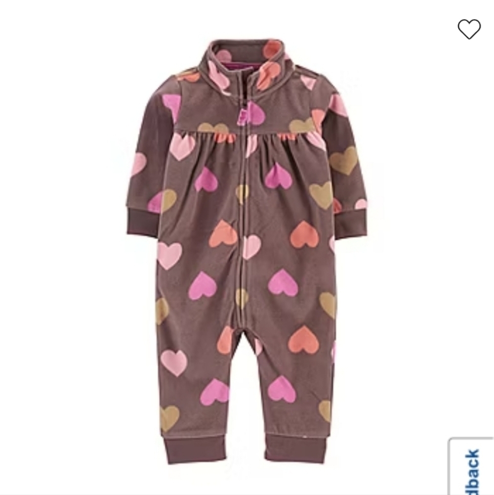Carter's Fleece Long Sleeve Jumpsuit Size 12 months